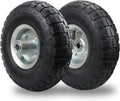 (2 Pack) RRQ 10 Inch Pneumatic Wheel 4.10/3.50-4 Tire, 10" Pneumatic Wheels with 5/8" Bearings,2.2" Offset Hub for Garden Cart, Hand Truck, Lawn Cart, Mower