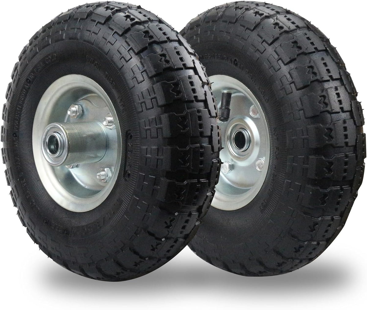 (2 Pack) RRQ 10 Inch Pneumatic Wheel 4.10/3.50-4 Tire, 10" Pneumatic Wheels with 5/8" Bearings,2.2" Offset Hub for Garden Cart, Hand Truck, Lawn Cart, Mower