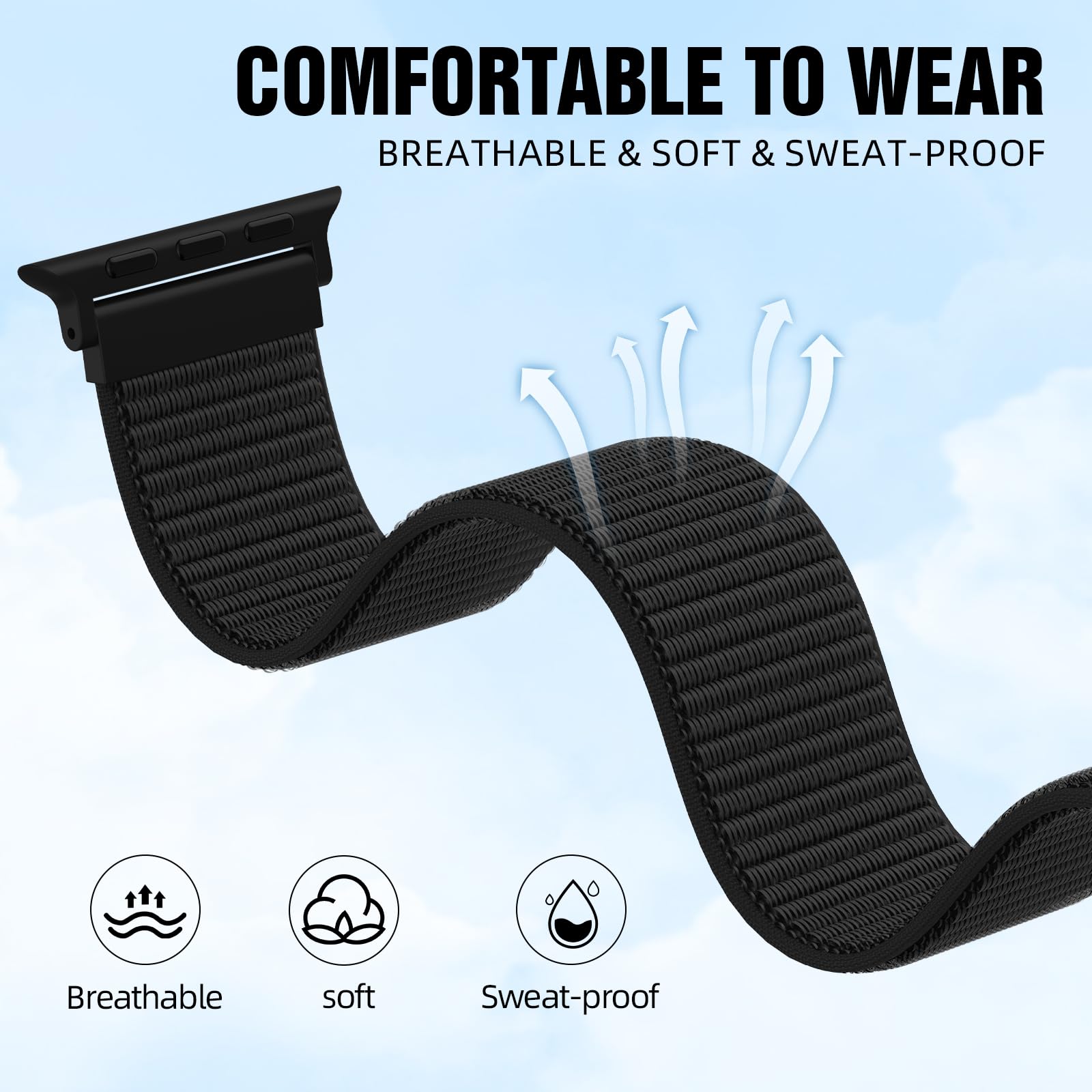 Nylon Sport Band Compatible with Apple Watch Band 38mm 40mm 41mm 42mm 44mm 45mm 46mm 49mm, Adjustable Breathable Women Men Braided Strap Loop for iWatch Series 11/10/9/8/7/6/5/SE Ultra 3/2/1