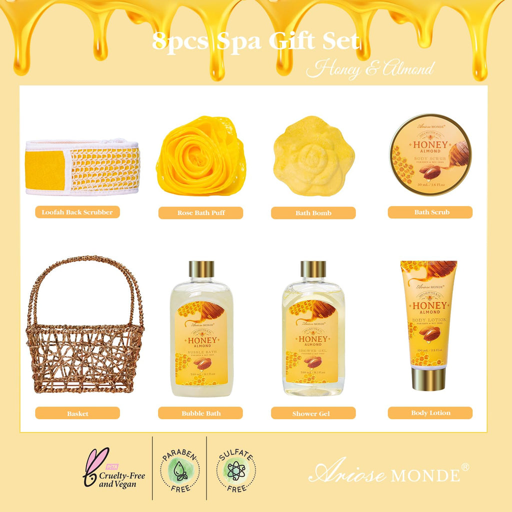 Spa Gift Baskets - Coconut Vanilla Bath Gift Set for Women, Relaxing Spa Kit with Bath Bombs, Body Lotion and Body Scrub, Birthday Gifts for Women, Christmas Spa Gifts for Mom