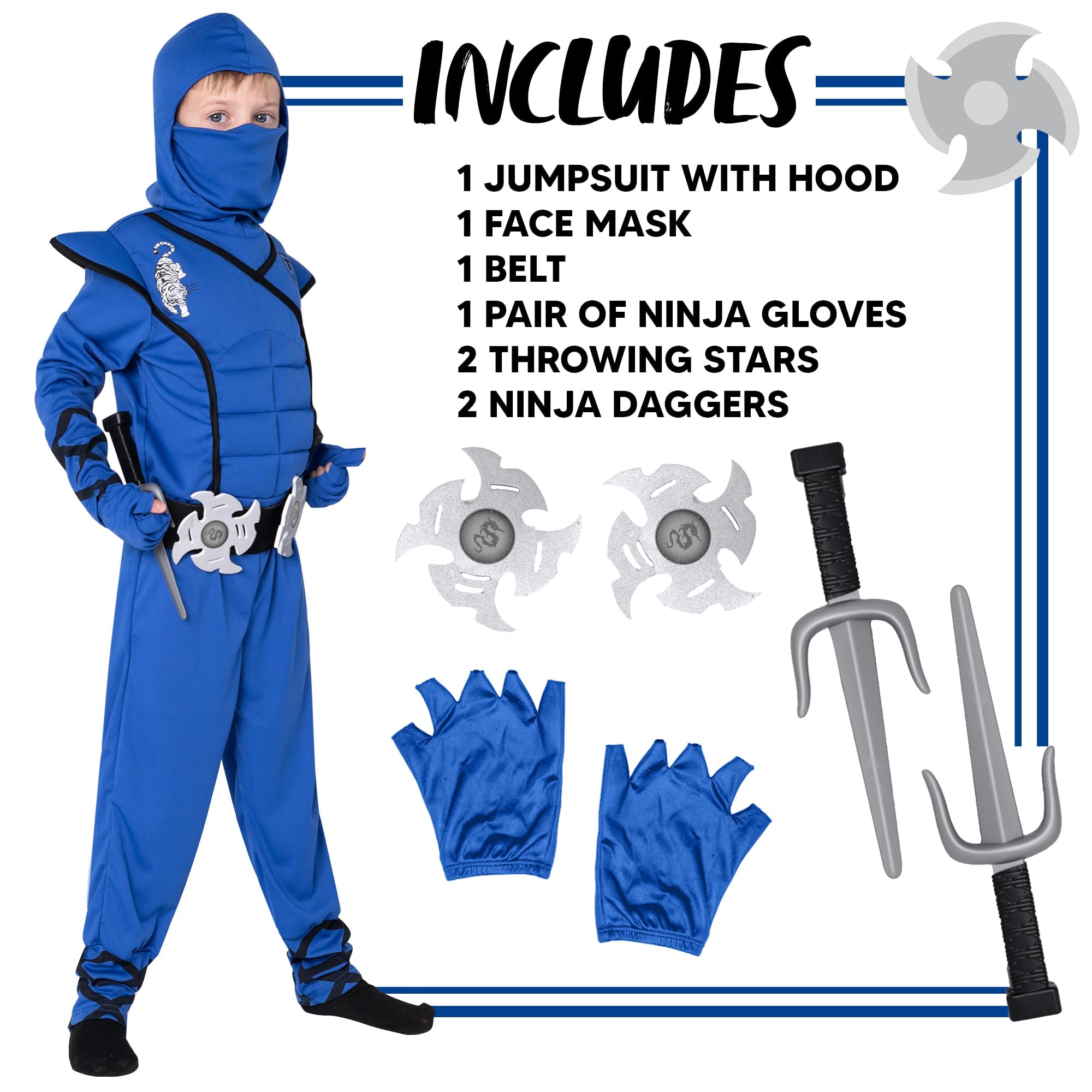 Spooktacular Creations Halloween Ninja Costume, Ninja Outfit Set for Kids, Halloween Costumes for Boys Dress Up Party