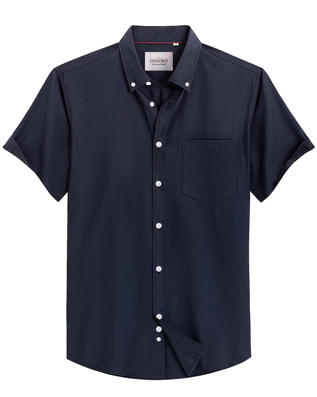 Alimens & Gentle Men's Short Sleeve Oxford Shirt Regular Fit Button Down Collar Shirts with Pocket