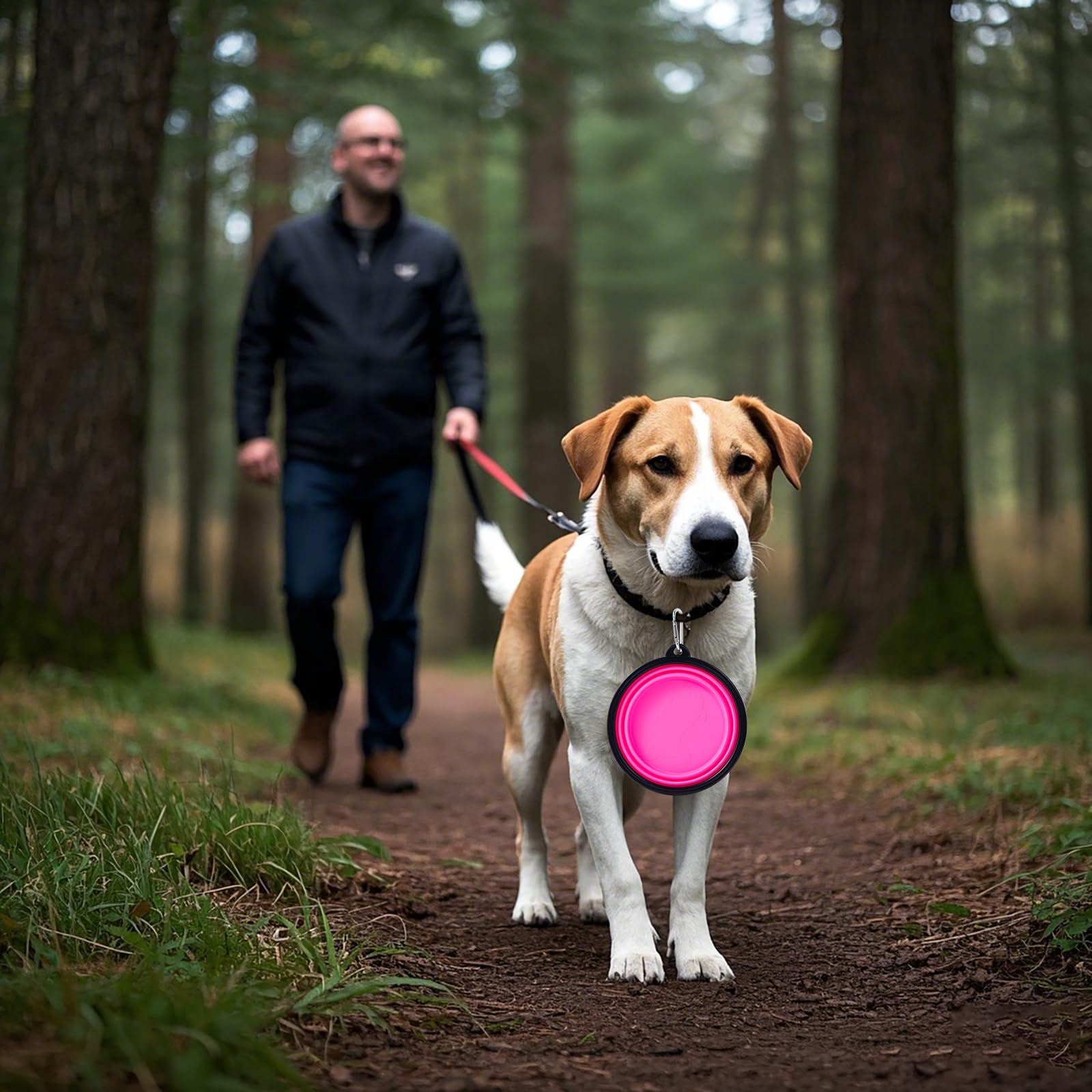 Dog Bowl Pet Collapsible Bowls, 2 Pack Collapsible Dog Water Bowls for Cats Dogs, Portable Pet Feeding Watering Dish for Walking Parking Traveling with 2 Carabiners (Small, Black & Pink)