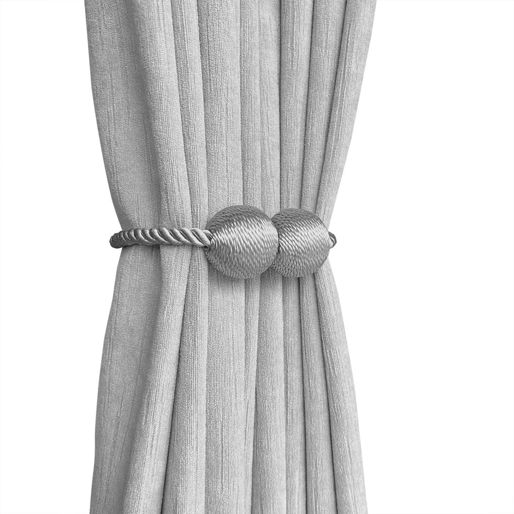 Melaluxe 2 Pack Magnetic Curtain Tiebacks, Decorative Curtain Holdbacks for Window Décor (Beige)