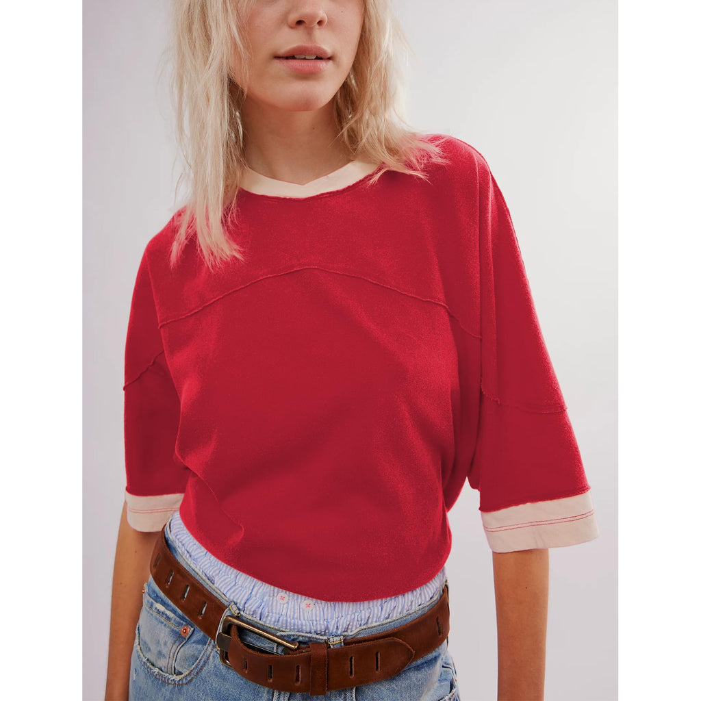 Songling Womens 3/4 Length Sleeve Casual Loose Fit Summer Tee Shirt Basics Cotton t Shirts Trendy Tops