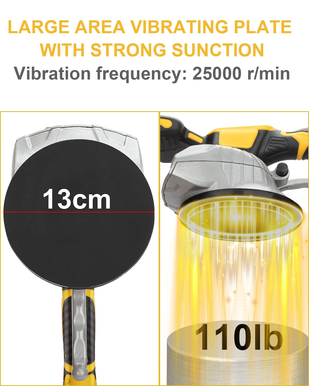 Tile Vibration Leveling Machine Compatible with Milwa-ukee 18V Battery, Cordless Tile Vibration Machine Installation Tool 150W Tiler Vibrator Tool with 8 Speed Suction Cup Digital Display (No battery)
