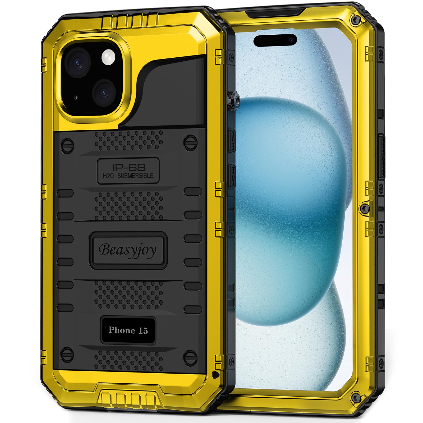 Beasyjoy for iPhone SE 2022/2020/ 8/7 Metal Case, Waterproof Heavy Duty Case with Screen Protector, Full Body Protection Military Grade Shockproof Defender Durable Sturdy Rugged Aluminum Cover, Black