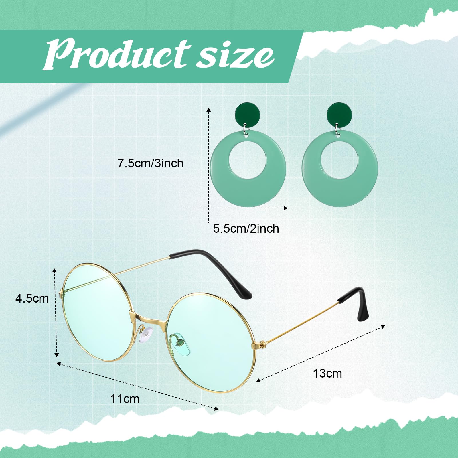 Leumoi 6 Pcs 60s 70s Disco Outfit Women Hippie Costume Accessories Flared Pants Headband Earrings Sunglass