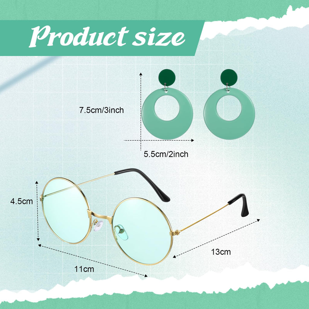Leumoi 6 Pcs 60s 70s Disco Outfit Women Hippie Costume Accessories Flared Pants Headband Earrings Sunglass
