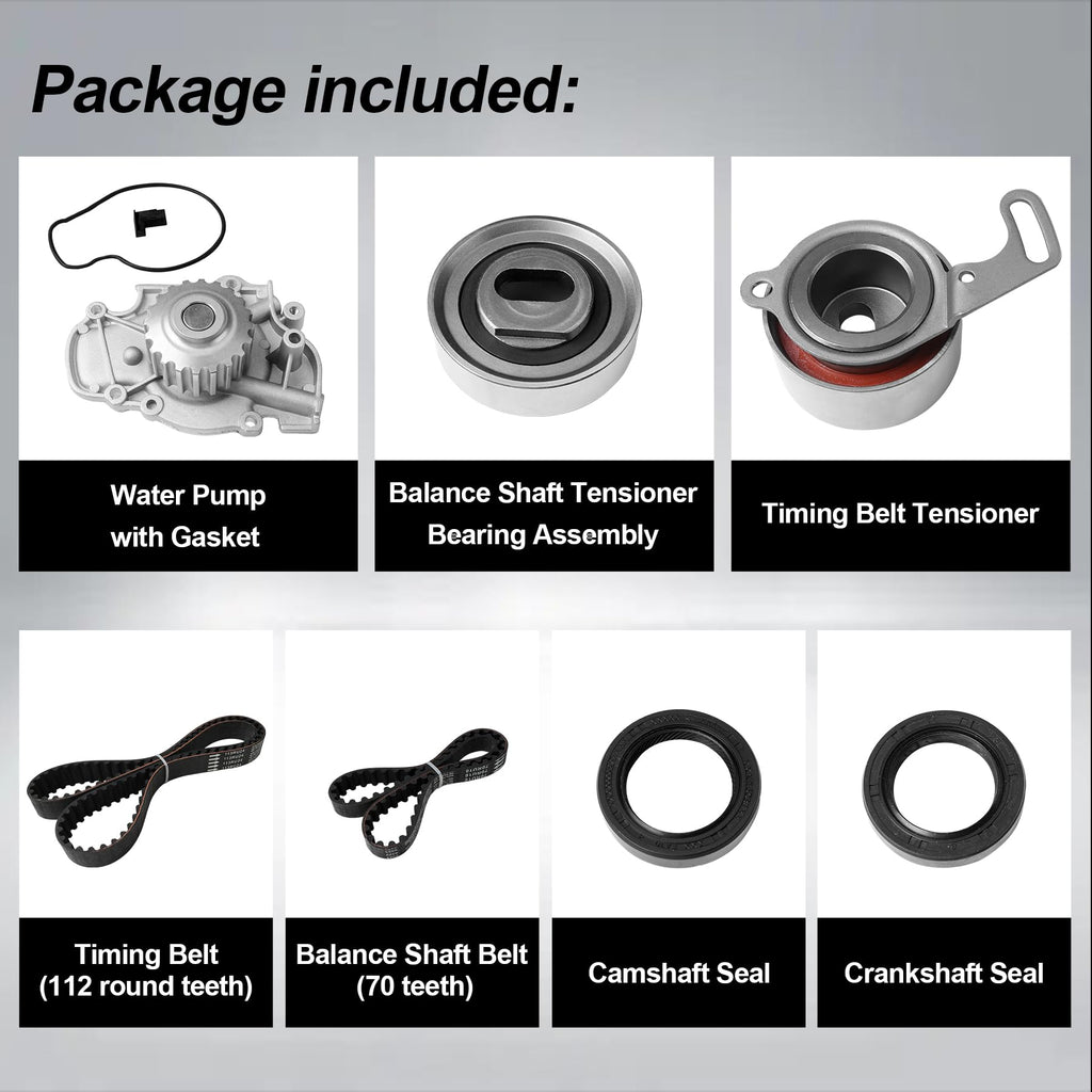 Engine Timing Belt Kit with Water Pump | Compatible With 1987-2001 Toyota Camry Celica RAV4 MR2 Solara 2.0L 2.2L 3SFE 5SFE L4 DOHC 16V | Replaces# TBK138, TCKWP199