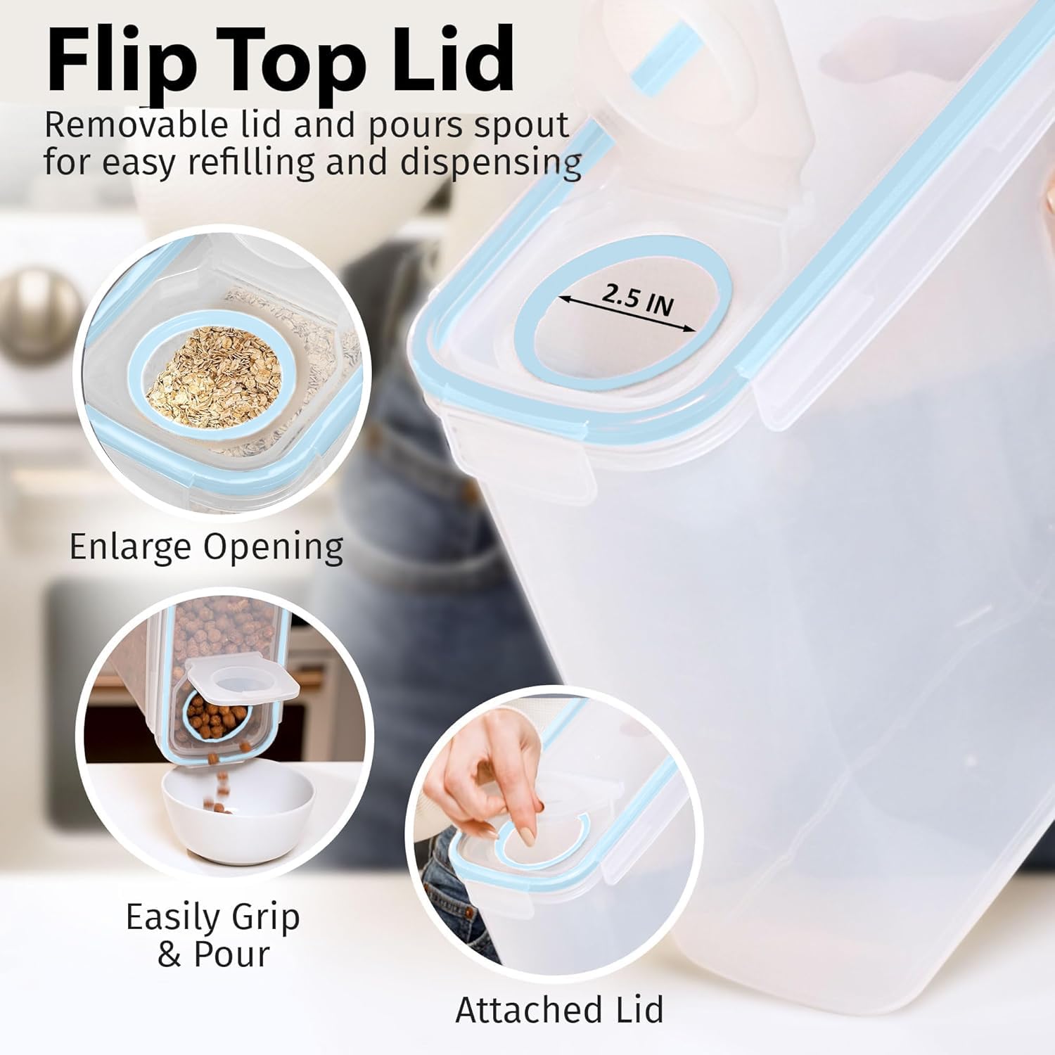 Shazo 2 Pack (6.3L / 213OZ) EXTRA Large Airtight Food Storage Cereal Containers for Bulk Food Storage BPA-Free Plastic Container, Pantry Organization and Canister for Rice, Pasta, Sugar & Flour