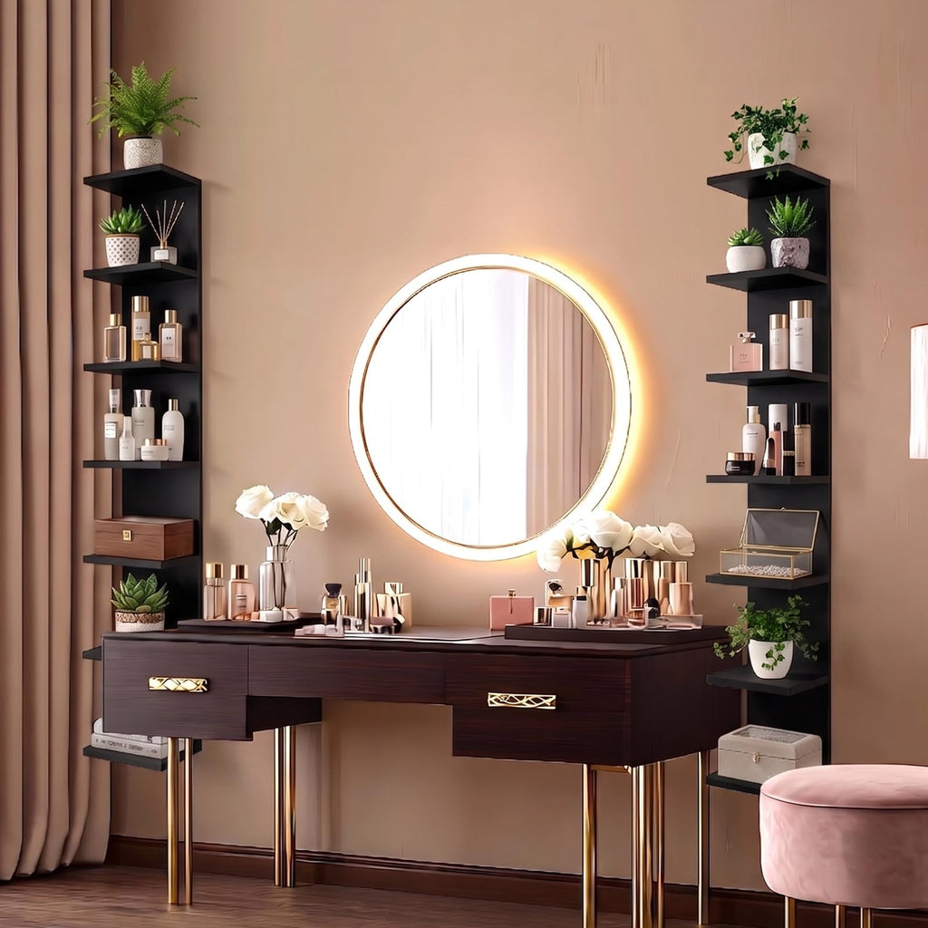 Homaterial Wall Shelves 4 Tier, Simple Vertical Corner Shelf for Room, Kitchen Wall Decor, Makeup Perfume Organizer,Decorative Shelving Unit, Black