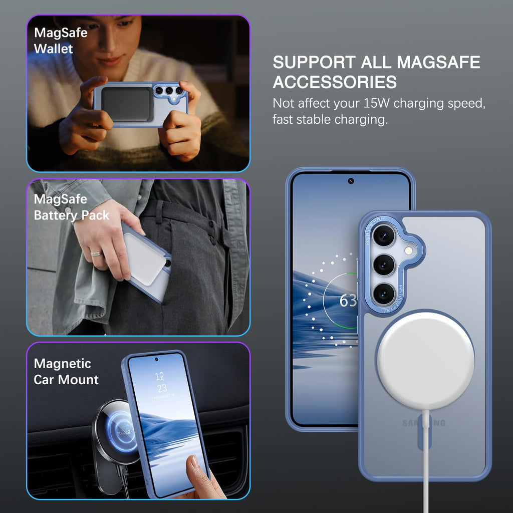 BENTOBEN Magnetic for Samsung Galaxy S24 Plus Case [Compatible with Magsafe] Translucent Matte Slim Thin Shockproof Anti-Yellow Women Men Protective Phone Cases Cover for Samsung S24 Plus 6.7", Black