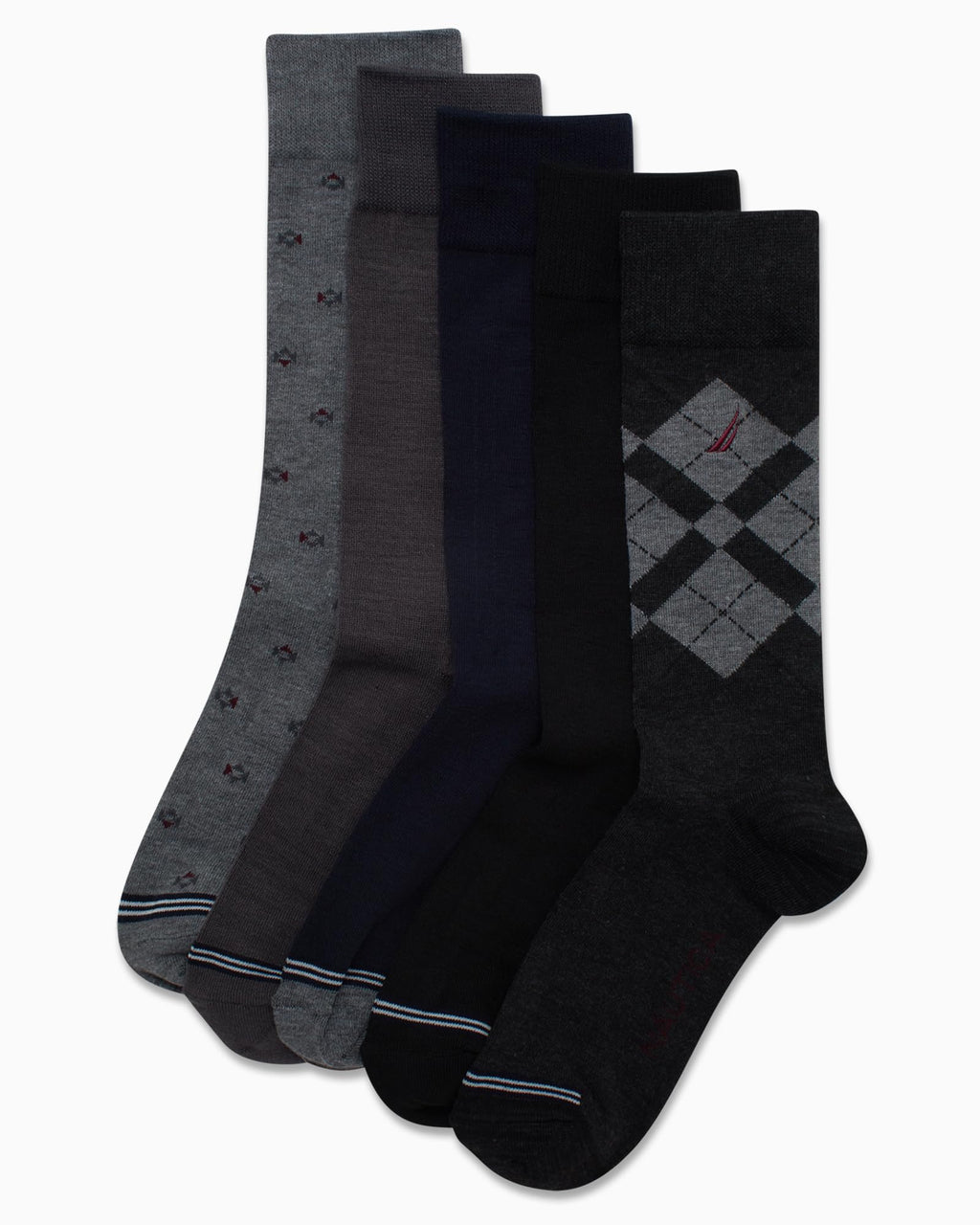Nautica Mens Dress Socks - 5 Pack Breathable Comfort Stretch Crew-Length Work Socks for Men for Business Formal Wear (6-12.5)