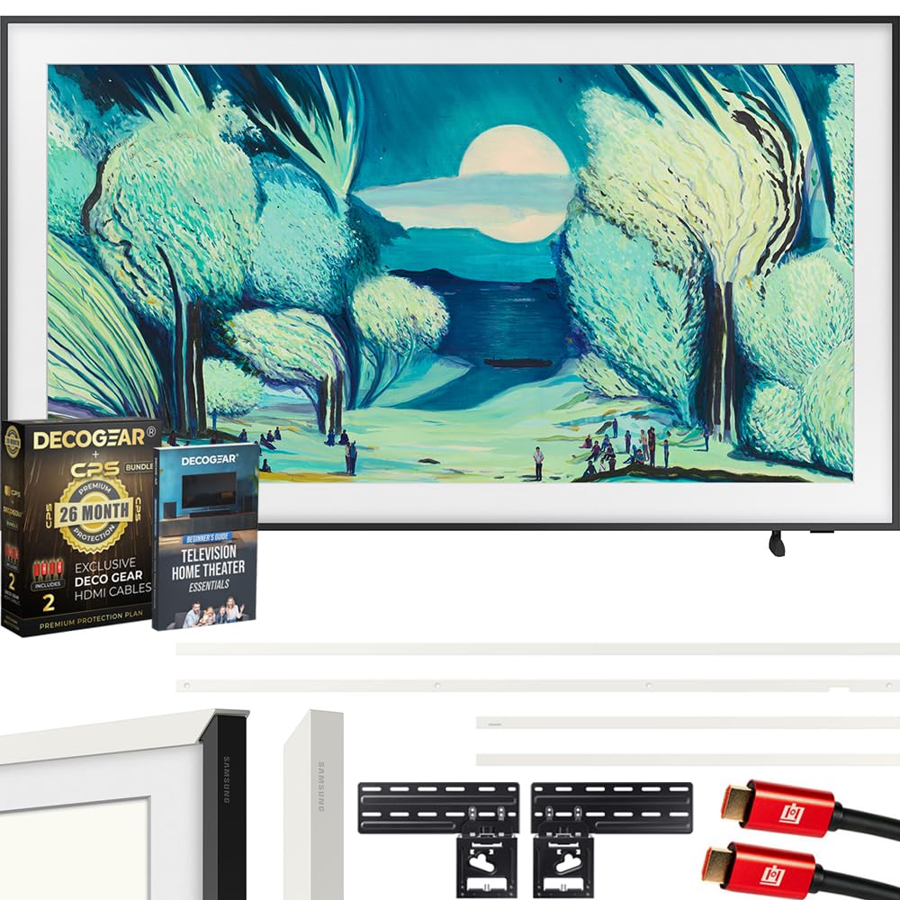Samsung QN50LS03FA 50" The Frame QLED 4K AI TV (2025) Bundle with Modern Brown Bezel, CPS 26 Month Protection, Slim Flat Mount, 2X HDMI Cables & Deco Gear Complete Home Theater Beginner's Guidebook