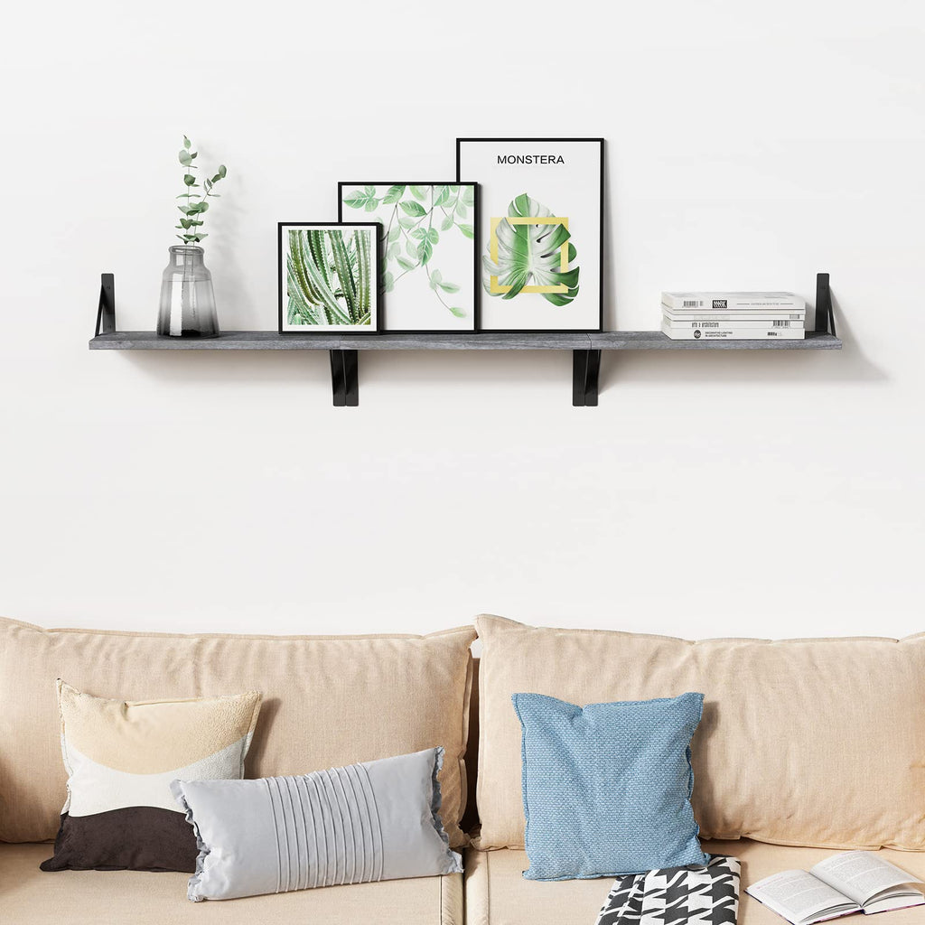 Forbena 12 Inch Deep Floating Shelves for Wall, Wide Black Wall Mounted Shelves for Bedroom Office Books Plants, Large Hanging Shelf for Living Room Bathroom Kitchen Closet Pantry Storage (3-Pack)