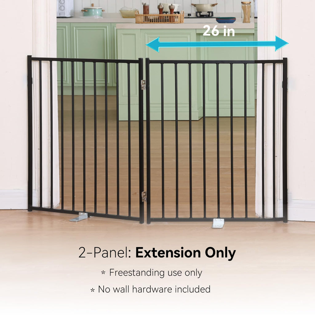 No Pawblems Free Standing Dog Gate, 30" Tall Foldable Dog Fence for Indoor, Up to 52 Inch Extra Wide Puppy Gate Extension for Stairs, Hallways, Doorways, Deck, Yard (White, 2 Panels)