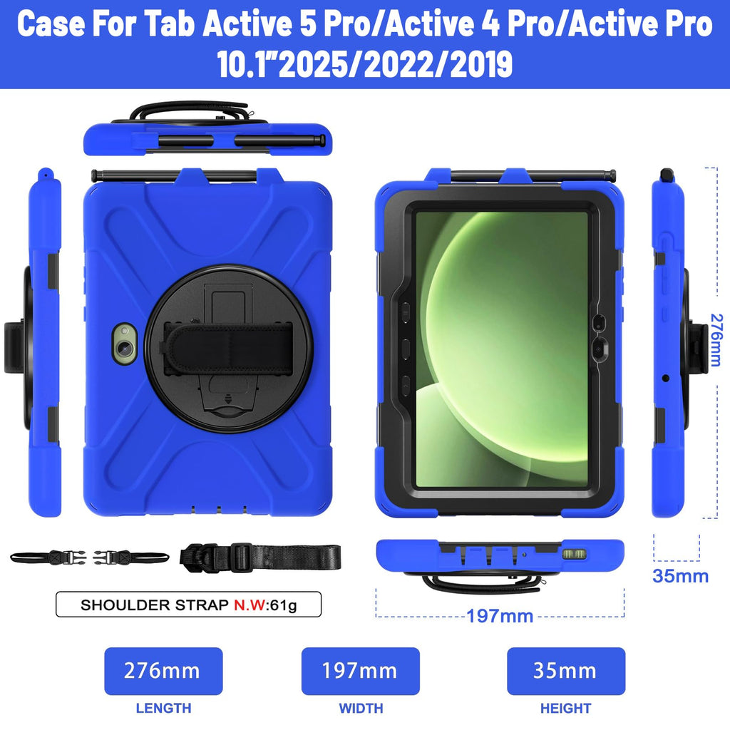 Samsung Galaxy Tab Active5/Active 3 8.0 Case, with 360 Stand, Handle Hand Strap & Shoulder Strap for Galaxy Tab Active5 8" 2024 X300/X307, Active3 8" 2020 T570/T575/T577 (Black)