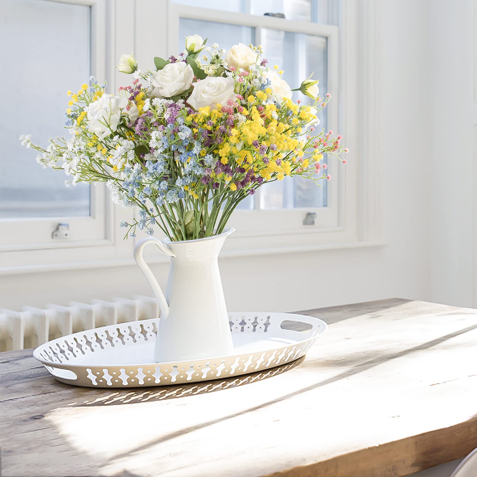 15 PCS Babys Breath Artificial Flowers Fake Babys Breath Flowers Artificial Bulk Blue Gypsophila Bouquets Real Touch Faux Flowers for Wedding Floral Arrangement Party Home Decoration