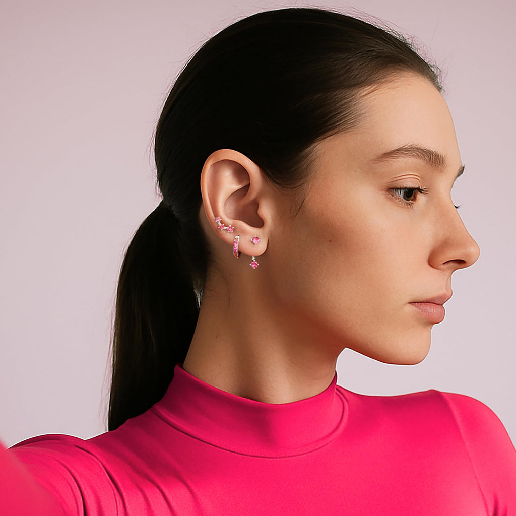 3 Pairs Dainty Small Earrings Set for Women Trendy, Birthstone Stud Huggie Hoop Jacket Stack for Cartilage Helix, Gold Plated Hypoallergenic Cute Women Fashion Accessories Western Jewelry Gifts