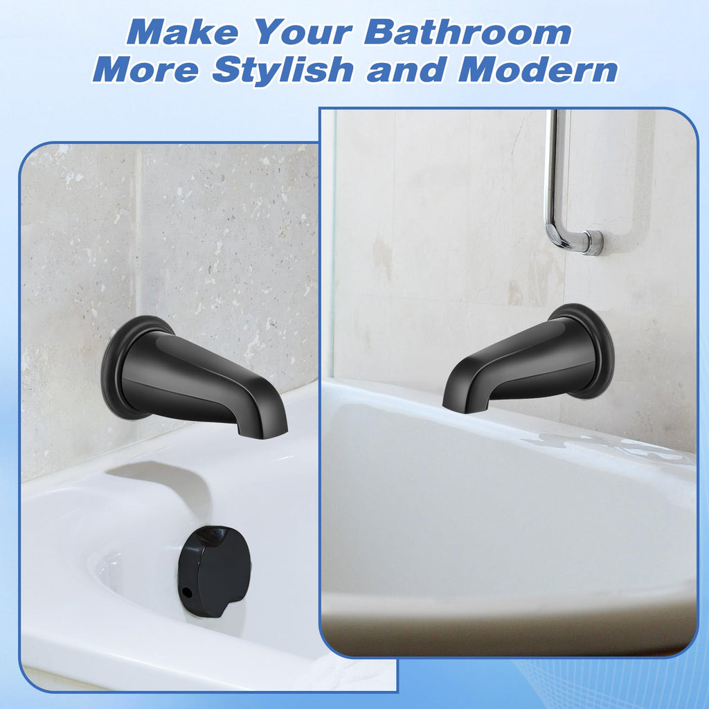 Dreyoo Tub Spout (Universal Fits 1/2" Copper Pipe, 1/2" IPS and 3/4" IPS), Bathroom Bathtub Faucet with Adapters and Hex Wrench(Brushed Nickel,Simple)
