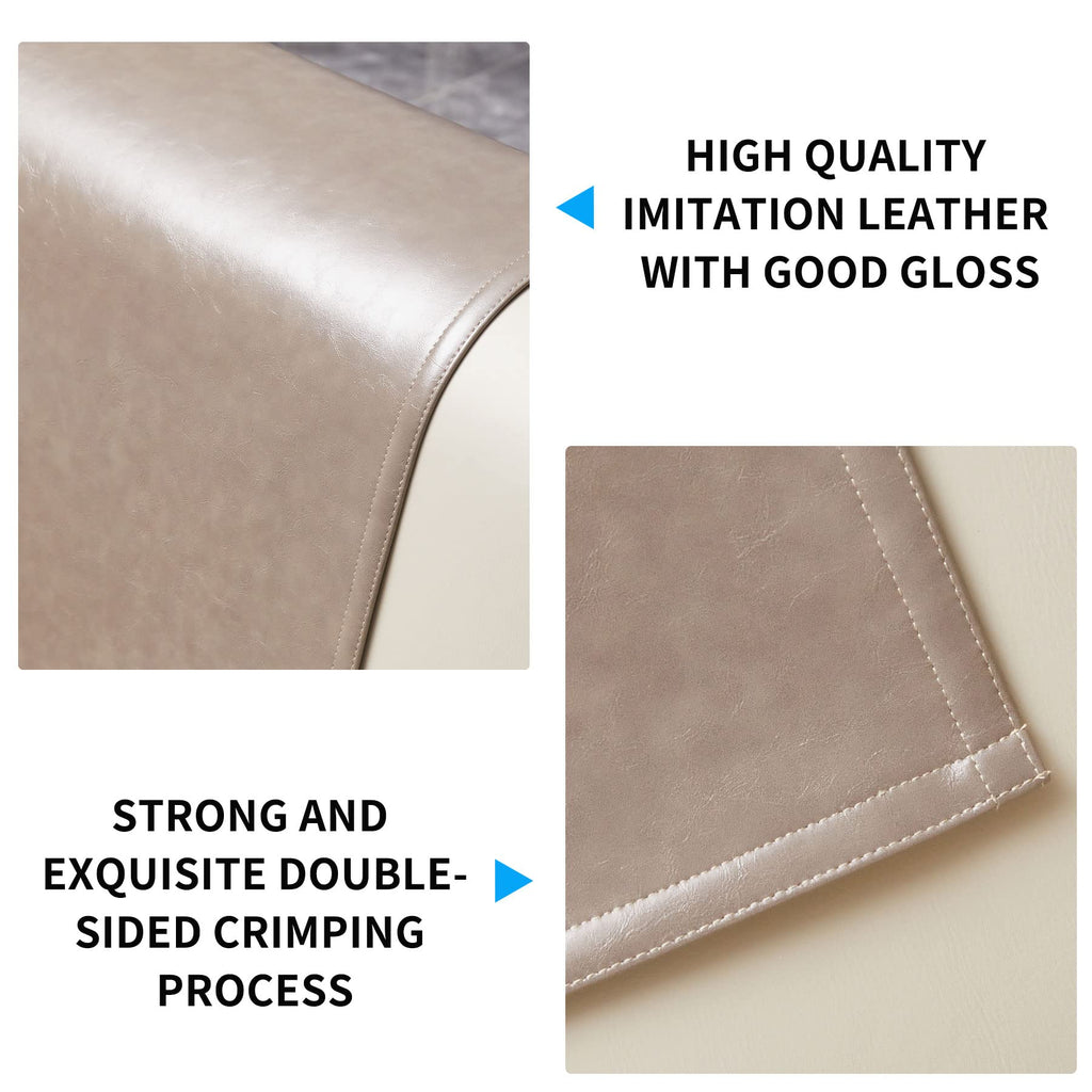 Non Slip Recliner Headrest Protector Washable Faux Leather Headrest Covers for Recliner Chair Waterproof Couch Head Rest Covers for Sofa,Furniture,Office Chair,Theater Seat (Beige)