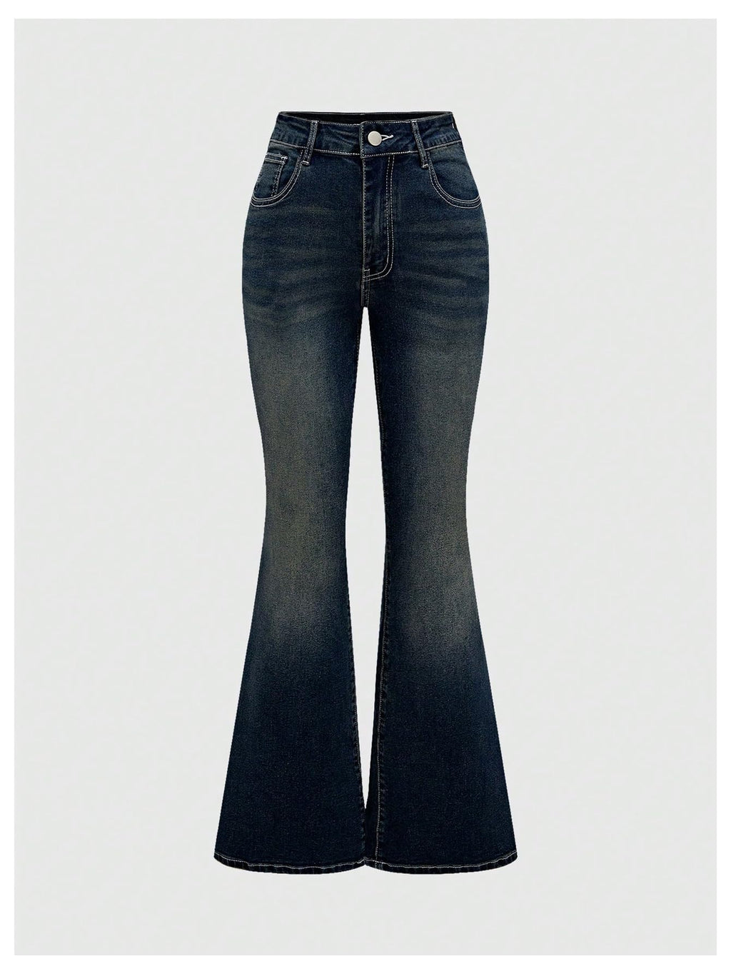 MakeMeChic Women's Bell Bottom Jeans Stretchy Flared Jeans Embroidered Y2K High Waist Denim Pants