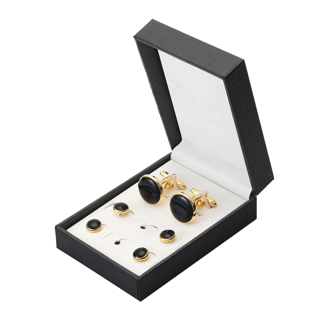 Men's Cufflinks & Tuxedo Studs Set - 316L Stainless Steel Formal Wedding Jewelry, Groomsmen Gift Set with Gift Box