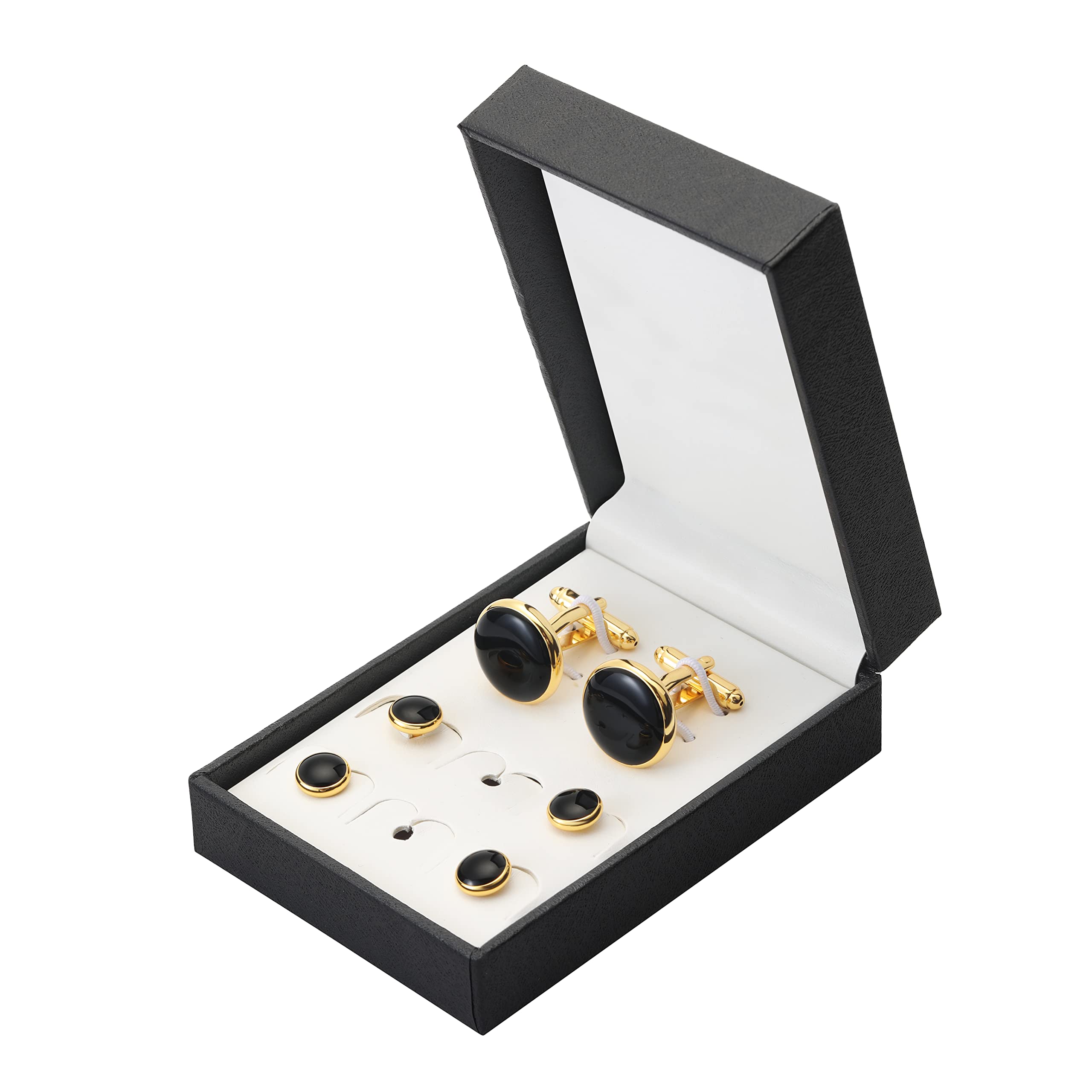 Men's Cufflinks & Tuxedo Studs Set - 316L Stainless Steel Formal Wedding Jewelry, Groomsmen Gift Set with Gift Box