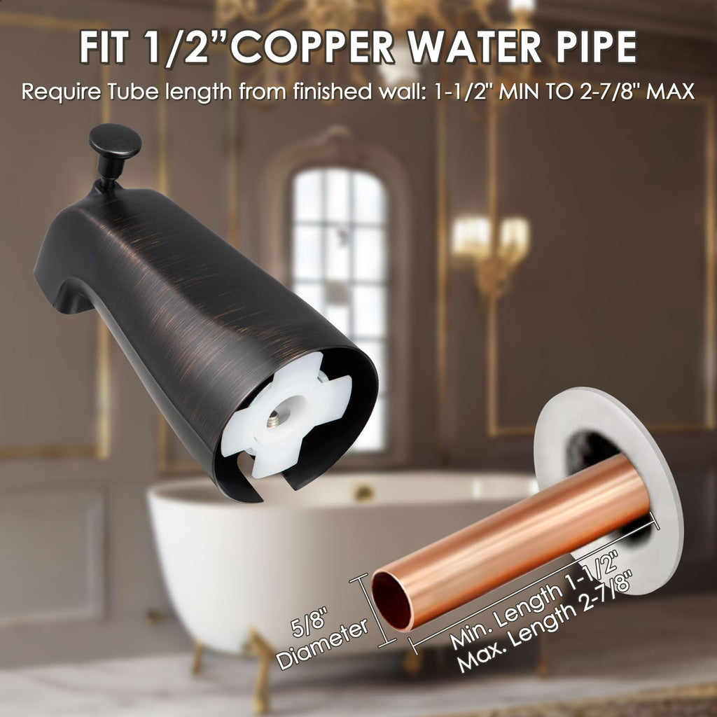 Enhon Slip on Tub Spout with Diverter, Compatible with American Standard 8888026.002 Tub Spout, Bathroom Bathtub Faucet, Fits 1/2 Copper Water Tube(5/8 Dia), 5/32 Hex Wrench(Brushed Nickel,1)