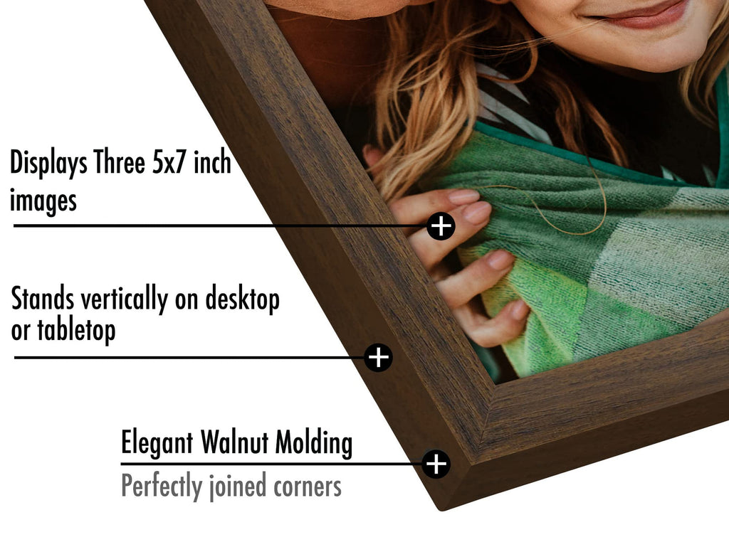 Americanflat Hinged 4x6 Picture Frame with Shatter-Resistant Glass - Double Picture Frames with Engineered Wood - Signature Collection - Photo Frame for Tabletop Display - Black