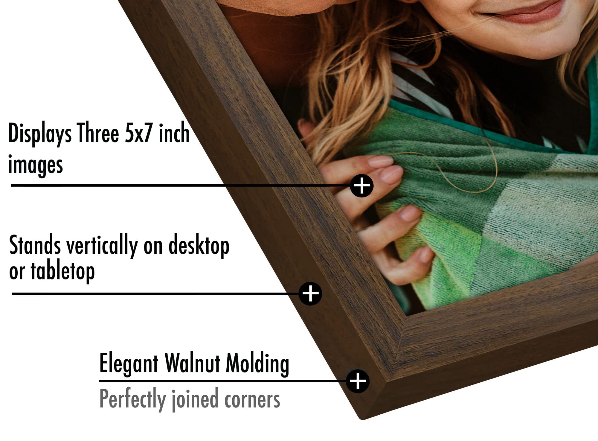 Americanflat Hinged 4x6 Picture Frame with Shatter-Resistant Glass - Double Picture Frames with Engineered Wood - Signature Collection - Photo Frame for Tabletop Display - Black
