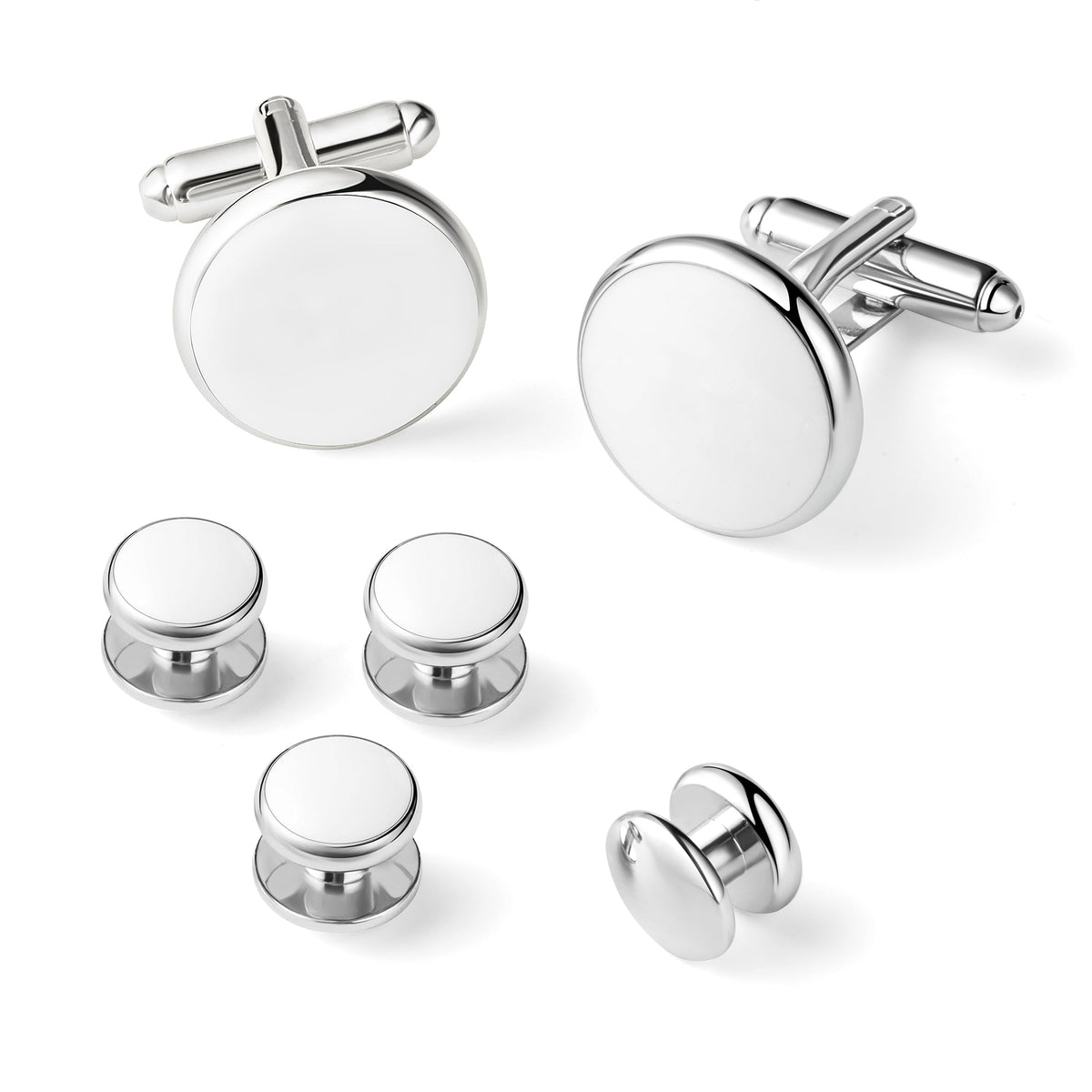 Men's Cufflinks & Tuxedo Studs Set - 316L Stainless Steel Formal Wedding Jewelry, Groomsmen Gift Set with Gift Box