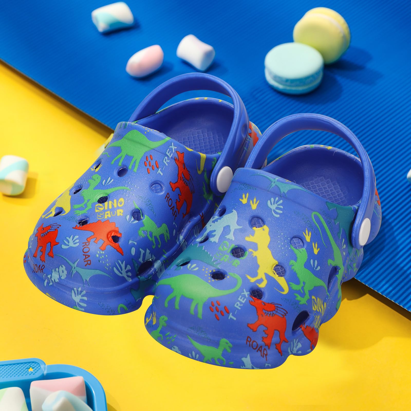 OWIF Toddler Clogs Boys Girls Kids Dinosaur Garden Shoes Slip on Sandals Slides Water Summer Shoes for Outdoor Beach Pool