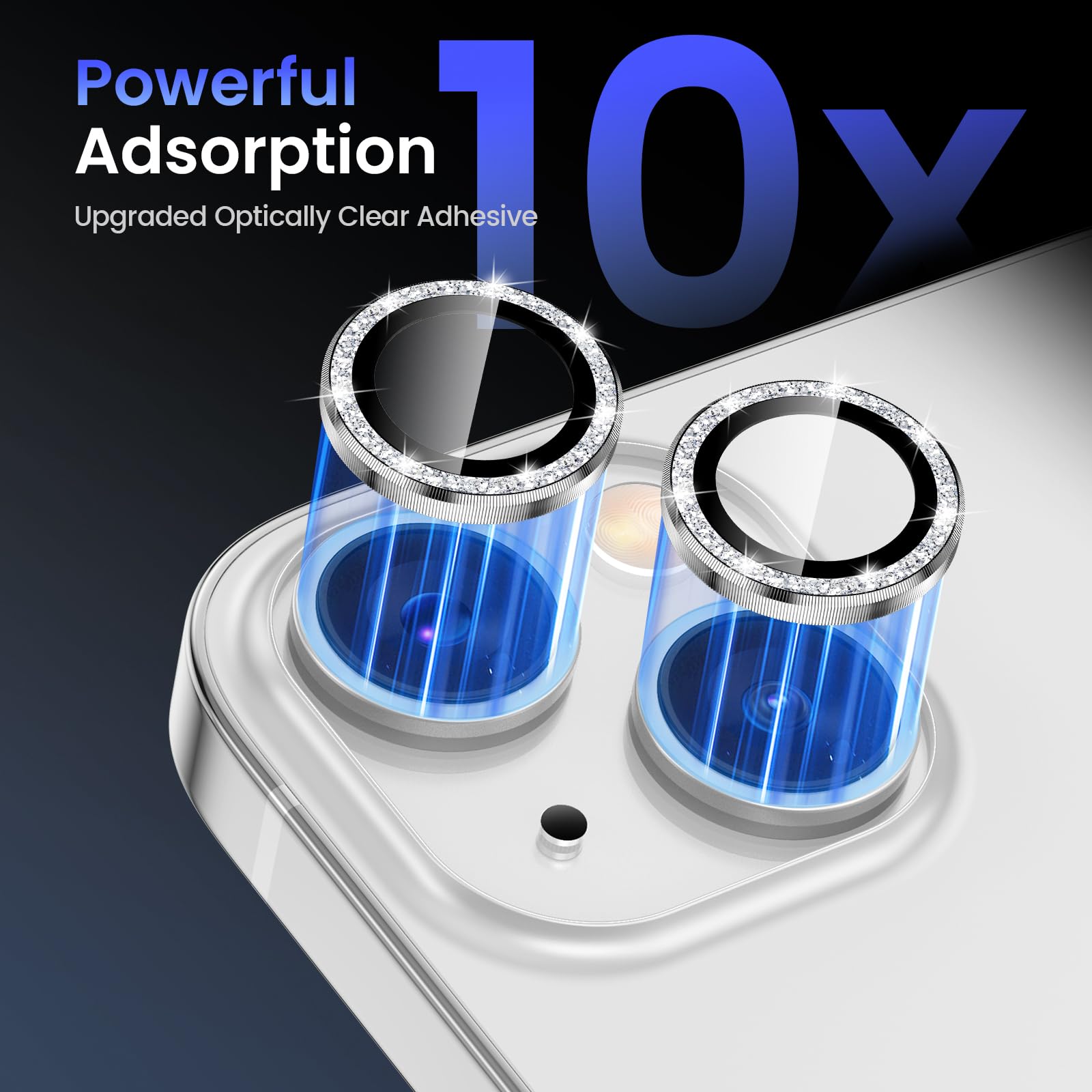 Tensea for iPhone 13 mini/iPhone 13 Camera Lens Protector, 9H Tempered Glass Camera Cover Screen Protector Metal Individual Ring for iPhone 13mini 5.4 inch /13 6.1 inch