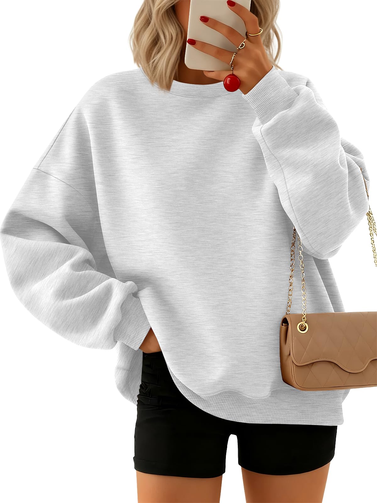 Trendy Queen Sweatshirts for Women Hoodies Oversized Crewneck Tops Sweaters Comfy Fall Winter Outfits Clothes 2026 Fashion