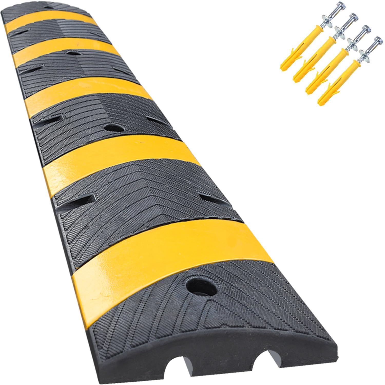 72" x 10" x 2" inch Portable Speed Bump Hump, 6' Feet Durable Collapsible Road Safety Bumps, Vehicles Hump Bumps for Asphalt Concrete Gravel Garage Driveway Roads Parking (72" Curlable Bump)