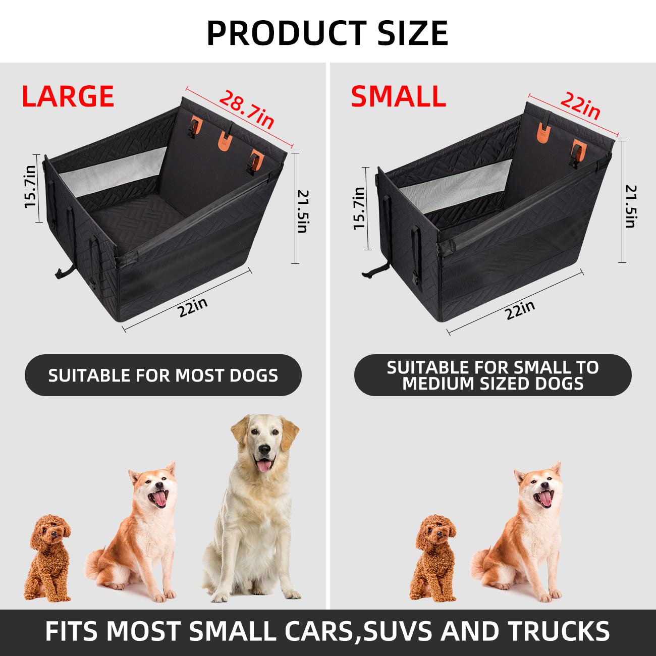 TKYZ Medium Dog Car Seat,Back Seat Extender for Dogs,Waterproof Large Dog Seat Cover for Backseat, Pet Bed for Car Hammock(Black-s)