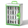 Glosen Cell Phone Locker 24 Slots, Portable Phone Storage Cabinet [Wall Mounted] [Silver 24 Slots-Universal Key ] Aluminum Alloy Cellphone Lock Box with Key & Handle for School Classroom Office Exam