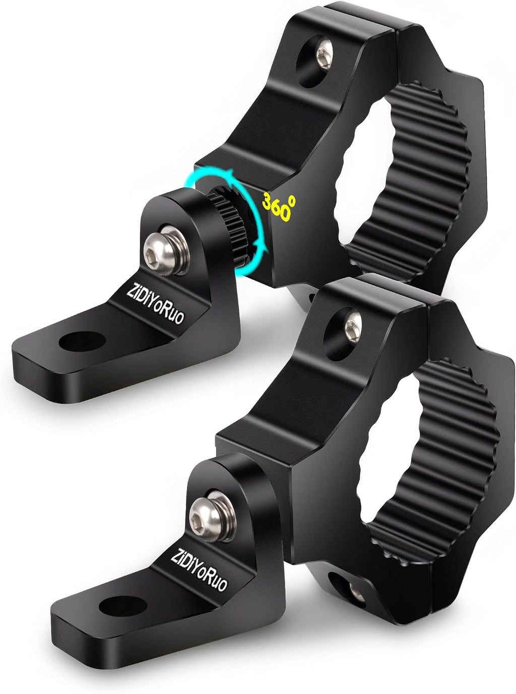 ZIDIYORUO Light Bar Mounts - 360° Rotation Mounts for Roll Bars, Mounting Fog/Driving/Work LED Lights on UTV, Jeep, Truck(1.75"-2" Bars) - for Off-Road Adventure & Farm/Ranch Night Work (2pcs)