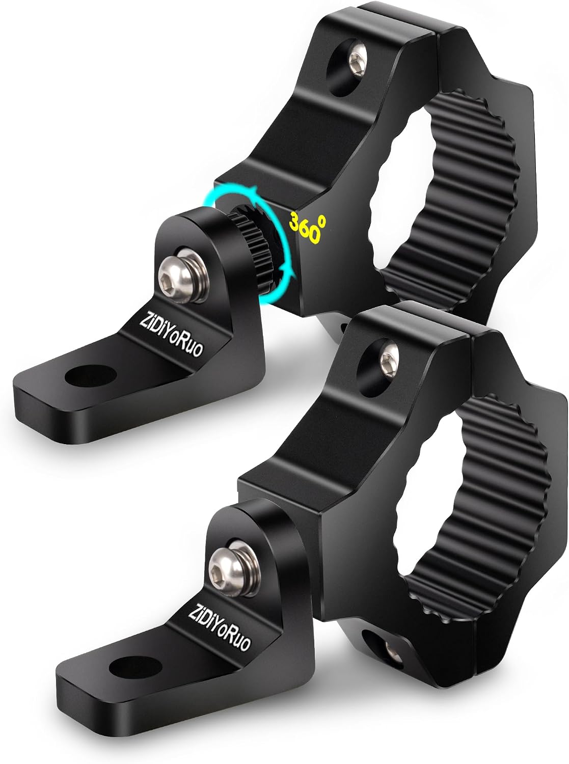 ZIDIYORUO Light Bar Mounts - 360° Rotation Mounts for Roll Bars, Mounting Fog/Driving/Work LED Lights on UTV, Jeep, Truck(1.75"-2" Bars) - for Off-Road Adventure & Farm/Ranch Night Work (2pcs)