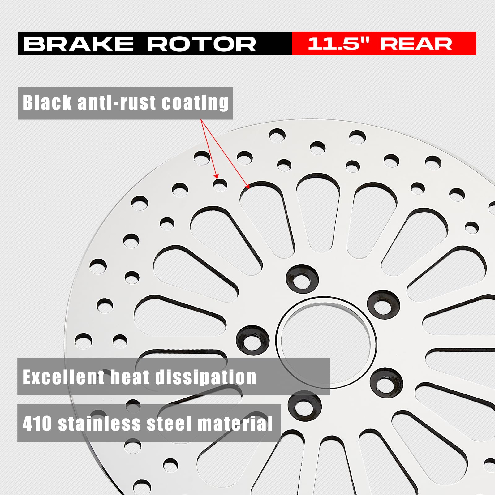 1 Piece Front Rotor and 1 Piece Rear Rotor 11.5'' set for Harley Davidson Touring Softail Sportster Dyna Early Super Glide Motorcycle,Heat Dissipation Mirror-Polished Stainless Steel Rotors