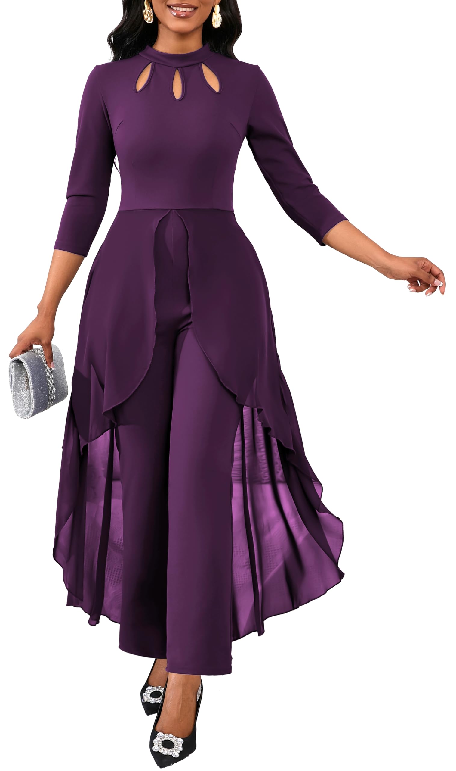 Jumpsuits for Women Dressy Hight Waist One Piece Casual Straight Long Pants Wide Leg Pants Elegant Jumpsuit Romper