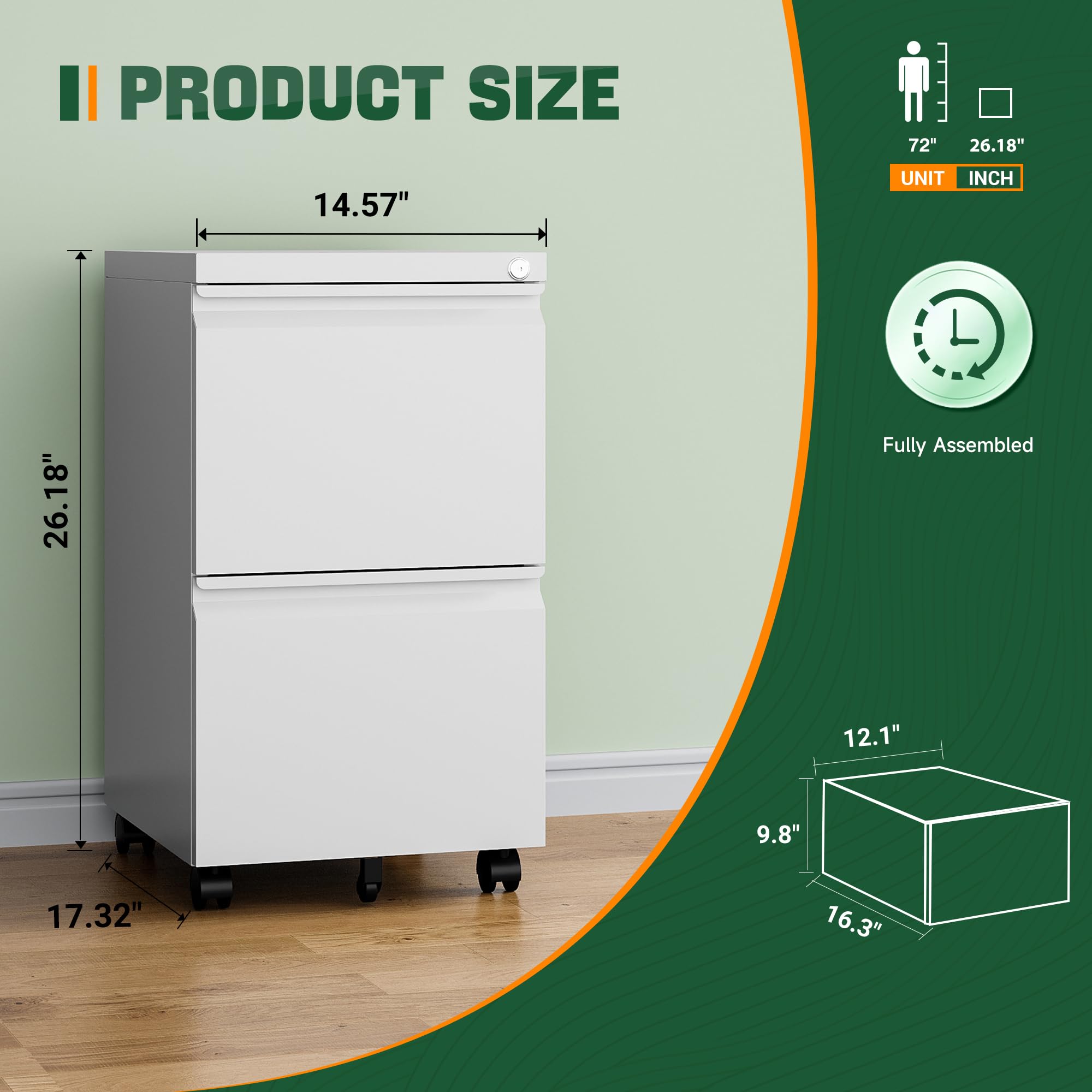 Letaya 3 Drawer Mobile File Cabinet with Lock,Under Desk Metal Small Filing Cabinets for Home Office Organizer Letters/Legal/A4(Fully Assembled Except Wheels-Black)