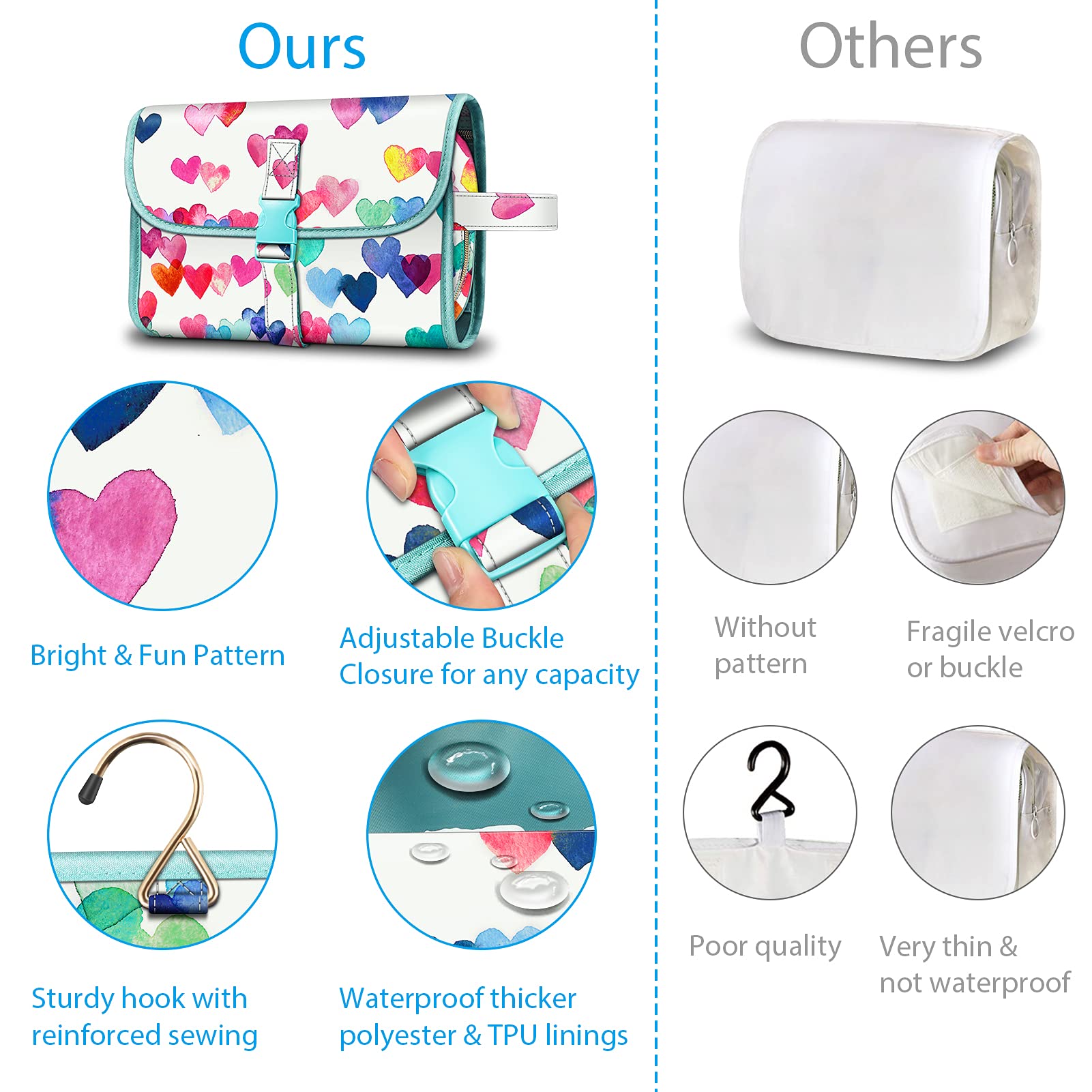 FINTIE Portable Toiletry Cosmetic Travel Bag, Large Water Resistant Hanging Makeup Organizer Storage Pouch Case for Women Girls (Blooming Hibiscus)