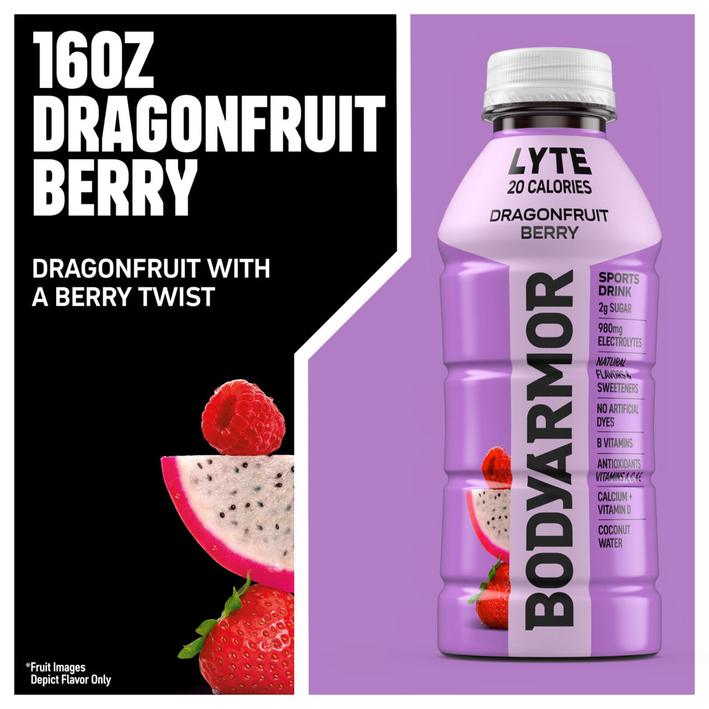 BODYARMOR Lyte Sports Drink Low-Calorie Beverage, Blueberry Pomegranate, Coconut Water Hydration, Natural Flavors with Vitamins, Potassium-Packed Electrolytes, 16 Fl Oz (Pack of 12)