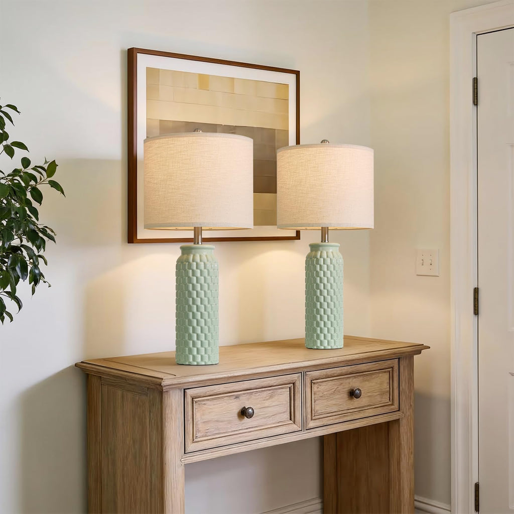 USumkky 20.5" Gold Modern Ceramic Bedside Lamp Set of 2 for Bedroom Decor Farmhouse Table Lamp for Living Room Office Dorm