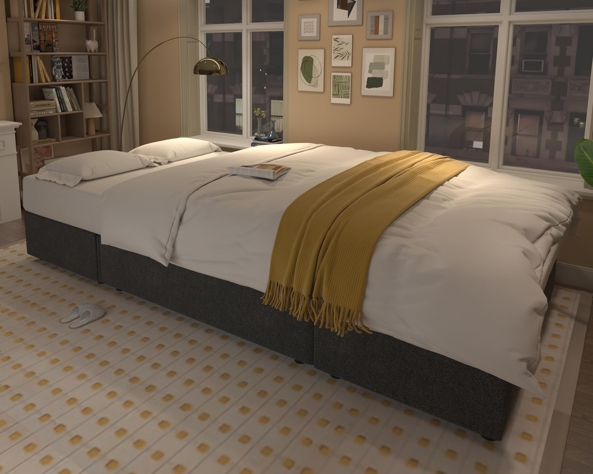 PaPaJet Sofa Bed, Sleeper Sofa with Storage Chaise, L Shaped Sofa with Pull Out Bed, Oversized Sofas for Living Room, Beige