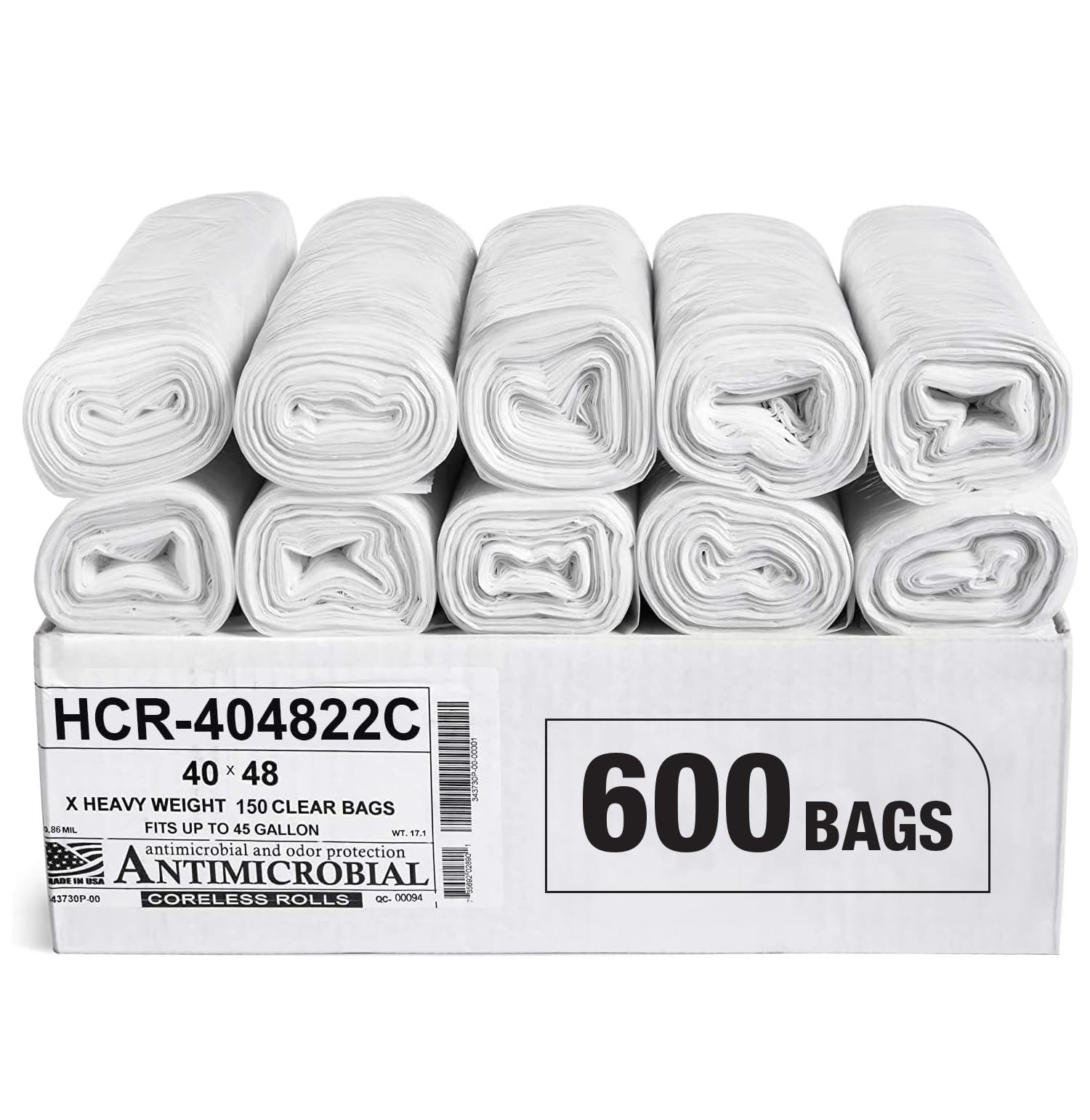 Aluf Plastics High Density Trash Bags, 10 Gallon, 4000 Count, 6 Micron (eq), 24" x 24", Black, for Bathroom, Office, Industrial, Commercial, Janitorial, Municipal, Recycling