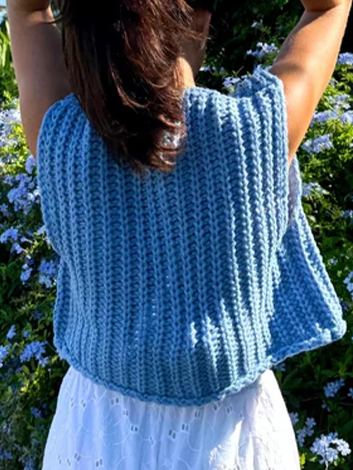 KEOMUD Women's Sleeveless Cropped Knit Cardigan Casual Button Down Crochet Sweater Vest Tops with Pockets